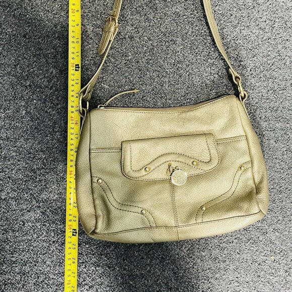 Stone Mountain Shoulder Bag Gold Soft Faux Leather Purse Adjustable Small - Picture 8 of 14